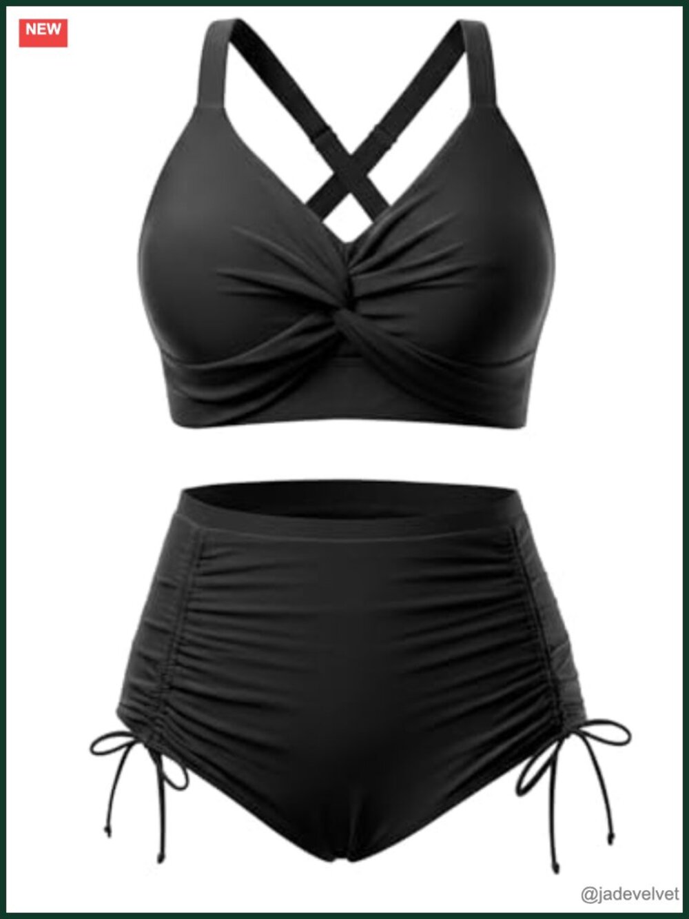 Plus Size High Waisted Bikini Twist Front Two Piece Swimsuit Tummy Control